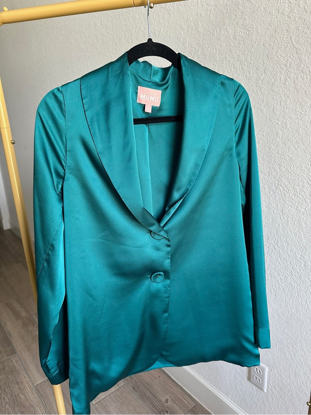 Show Me Your Mumu Women's Felix Blazer Emerald Luxe Satin
